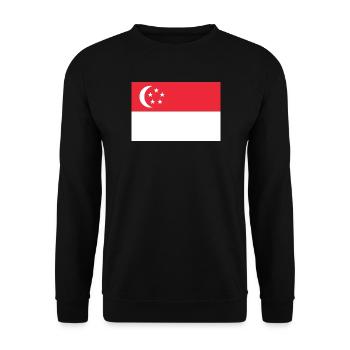 Singapur – Flagge, Wappen, Sichelmond und Sterne - Unisex Pullover - Schwarz - Vorne - Alina (178cm) & Michal (187cm)