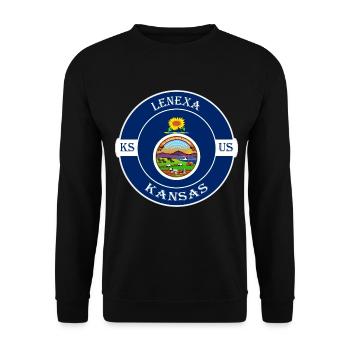 Lenexa Kansas Flagge USA Reise Souvenir Abzeichen - Unisex Pullover - Schwarz - Vorne - Alina (178cm) & Michal (187cm)