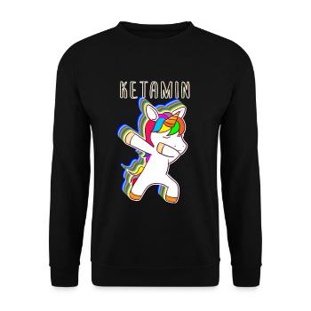 Ketamin Dabbing Unicorn Keta Einhorn Techno Rave D - Unisex Pullover - Schwarz - Vorne - Alina (178cm) & Michal (187cm)