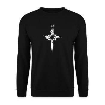 Messianische Juden Judenchristen Symbol - Unisex Pullover - Schwarz - Vorne - Alina (178cm) & Michal (187cm)