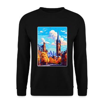 Manchester England Uk Reise Poster Souvenir WPA - Unisex Pullover - Schwarz - Vorne - Alina (178cm) & Michal (187cm)