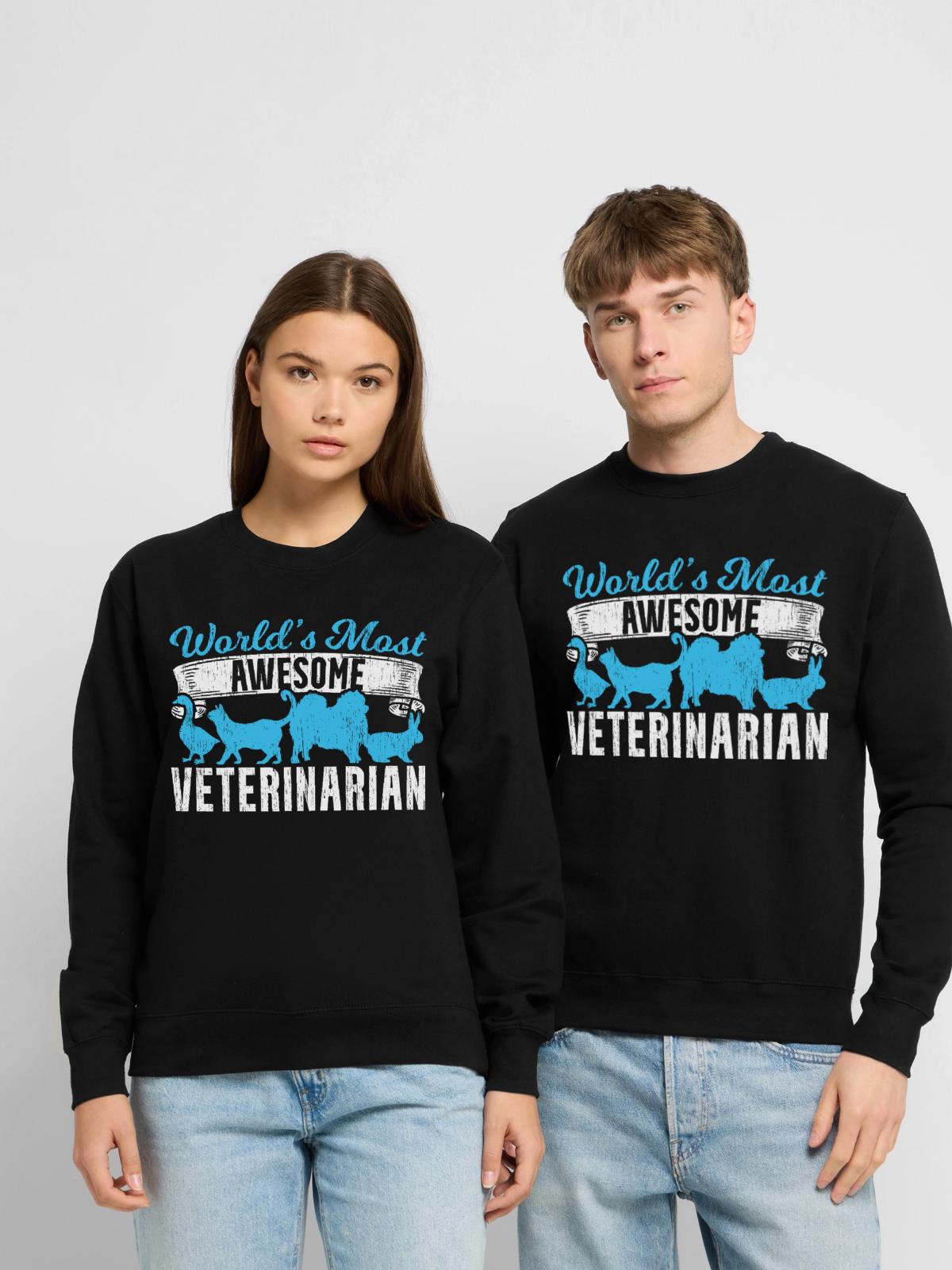 Weltbester Tierarzt - Unisex Pullover - Schwarz - Vorne - Alina (178cm) & Michal (187cm)