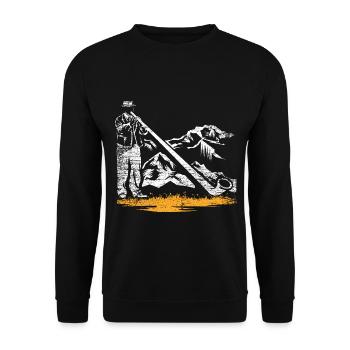 Wuchtiges Alphorn Gipfelkonzert - Unisex Pullover - Schwarz - Vorne - Alina (178cm) & Michal (187cm)