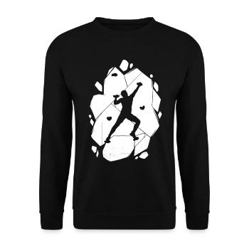 Bouldern Klettern Boulder Bergsteiger - Unisex Pullover - Schwarz - Vorne - Alina (178cm) & Michal (187cm)