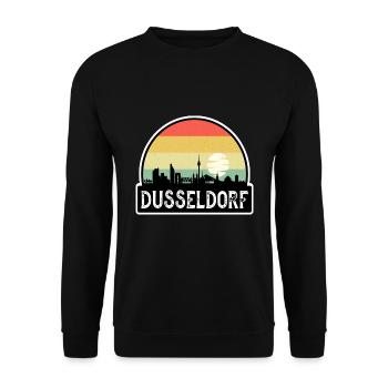Düsseldorf Deutschland Flagge Skyline Reisesouvenir - Unisex Pullover - Schwarz - Vorne - Alina (178cm) & Michal (187cm)