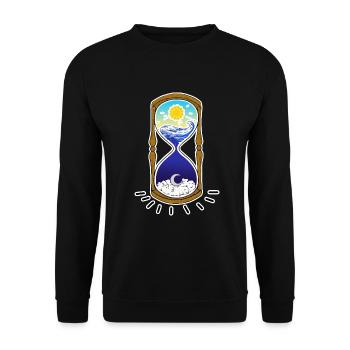 Sanduhr mit Sonne und Mond - Unisex Pullover - Schwarz - Vorne - Alina (178cm) & Michal (187cm)
