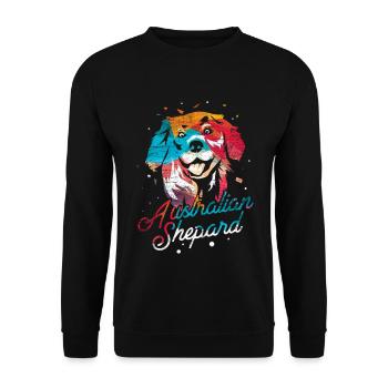 Aufmerksamer Aussie Hütehund - Unisex Pullover - Schwarz - Vorne - Alina (178cm) & Michal (187cm)