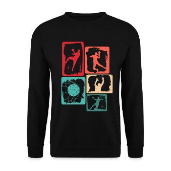 Handball Spieler Handballspieler Jungen Handballer - Unisex Pullover - Schwarz - Vorne - Alina (178cm) & Michal (187cm)