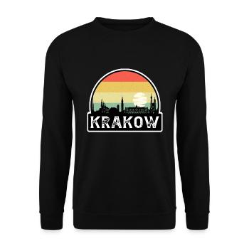 Krakau Polen Flagge Skyline Reisesouvenir - Unisex Pullover - Schwarz - Vorne - Alina (178cm) & Michal (187cm)