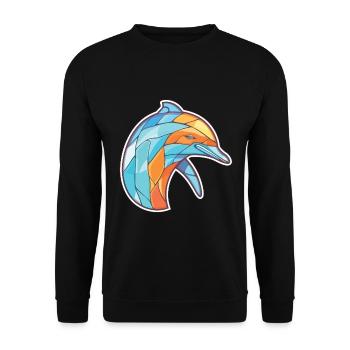 Delphin Bunte Aquarell-Tierillustration - Unisex Pullover - Schwarz - Vorne - Alina (178cm) & Michal (187cm)