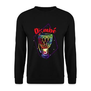 Feuriger Djembe Trommelrhythmus - Unisex Pullover - Schwarz - Vorne - Alina (178cm) & Michal (187cm)
