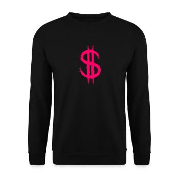 Dollarzeichen Dollar Zeichen Geld Bürste Rosa - Unisex Pullover - Schwarz - Vorne - Alina (178cm) & Michal (187cm)
