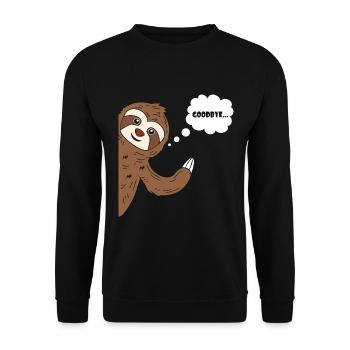 Goodbye Sloth Faultier Winken Tschau Tschüss - Unisex Pullover - Schwarz - Vorne - Alina (178cm) & Michal (187cm)