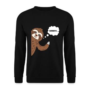 Goodbye Sloth Faultier Winken Tschau Tschüss - Unisex Pullover - Schwarz - Vorne - Alina (178cm) & Michal (187cm)