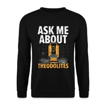 Fragen Sie mich nach Theodoliten Landtechniker - Unisex Pullover - Schwarz - Vorne - Alina (178cm) & Michal (187cm)