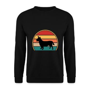 Lancashire Heeler Hund Liebe Silhouette Retro Sonnenuntergang - Unisex Pullover - Schwarz - Vorne - Alina (178cm) & Michal (187cm)