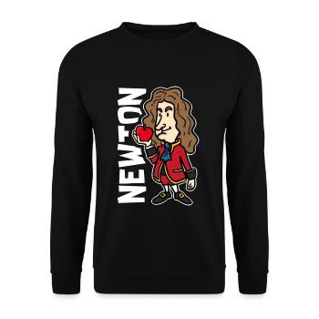 Kluger Newton Gravitationsgesetz - Unisex Pullover - Schwarz - Vorne - Alina (178cm) & Michal (187cm)