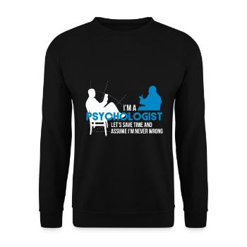 Einfühlsamer Psychologe Praxisalltag - Unisex Pullover - Schwarz - Vorne - Alina (178cm) & Michal (187cm)