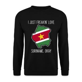 Farbenfroher Suriname Regenwald - Unisex Pullover - Schwarz - Vorne - Alina (178cm) & Michal (187cm)