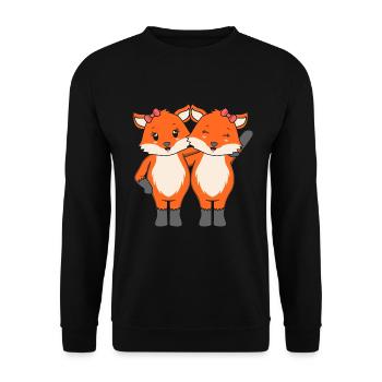 Füchse - Unisex Pullover - Schwarz - Vorne - Alina (178cm) & Michal (187cm)