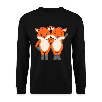 Füchse - Unisex Pullover - Schwarz - Vorne - Alina (178cm) & Michal (187cm)