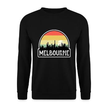 Melbourne Australien Flagge Skyline Reisesouvenir - Unisex Pullover - Schwarz - Vorne - Alina (178cm) & Michal (187cm)