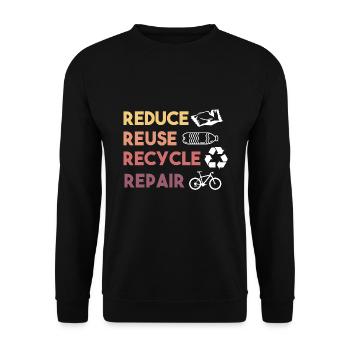 Recyceln Umweltschutz Gegen Plastik - Unisex Pullover - Schwarz - Vorne - Alina (178cm) & Michal (187cm)