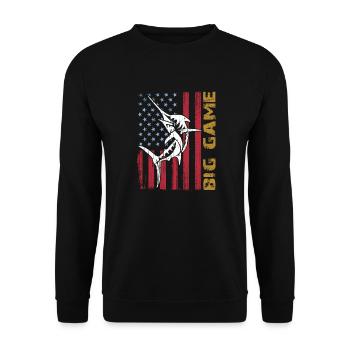 Jumping Marlin with US flag Deep Sea Fishing - Unisex Sweatshirt - black - Front - Alina (178cm) & Michal (187cm)