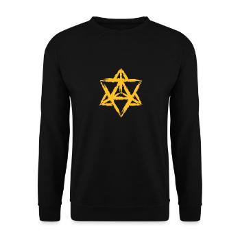 Merkaba Symbol Heilige Geometrie - Unisex Pullover - Schwarz - Vorne - Alina (178cm) & Michal (187cm)