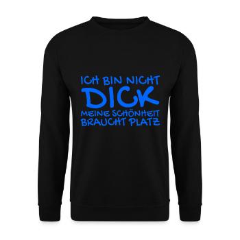 Ich bin nicht dick Spruch - Unisex Pullover - Schwarz - Vorne - Alina (178cm) & Michal (187cm)