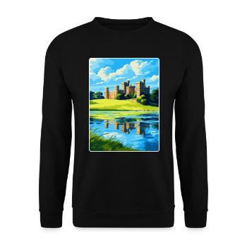 Leeds Castle England Uk Reiseposter Souvenir WPA - Unisex Pullover - Schwarz - Vorne - Alina (178cm) & Michal (187cm)