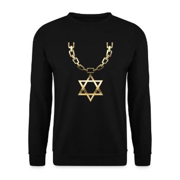 Jew Chain Jude Kette Lustig Judenstern - Unisex Pullover - Schwarz - Vorne - Alina (178cm) & Michal (187cm)