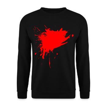 Fleck Farbe Gespritzt rot Design Schmutz schmutzig - Unisex Pullover - Schwarz - Vorne - Alina (178cm) & Michal (187cm)