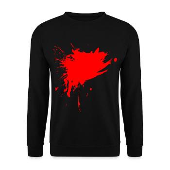 Fleck Farbe Gespritzt rot Design Schmutz schmutzig - Unisex Pullover - Schwarz - Vorne - Alina (178cm) & Michal (187cm)