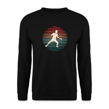 Ping Pong Tischtennisspieler Vintage Tischtennis - Unisex Pullover - Schwarz - Vorne - Alina (178cm) & Michal (187cm)