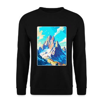 Dachstein Österreich Vintage Reiseplakat Souvenir - Unisex Pullover - Schwarz - Vorne - Alina (178cm) & Michal (187cm)