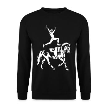 Akrobatische Voltigierkunst Pferd - Unisex Pullover - Schwarz - Vorne - Alina (178cm) & Michal (187cm)