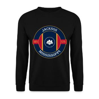 Jackson Mississippi Flagge USA Reise Souvenir Abzeichen - Unisex Pullover - Schwarz - Vorne - Alina (178cm) & Michal (187cm)