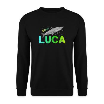 Luca Name Luca - Unisex Pullover - Schwarz - Vorne - Alina (178cm) & Michal (187cm)