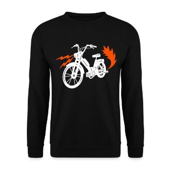 Mofa Moped Mofafahrer Mopedfahrer Zweirad - Unisex Pullover - Schwarz - Vorne - Alina (178cm) & Michal (187cm)