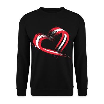Herz Bürste Flagge Österreichs Farben Vektor - Unisex Pullover - Schwarz - Vorne - Alina (178cm) & Michal (187cm)