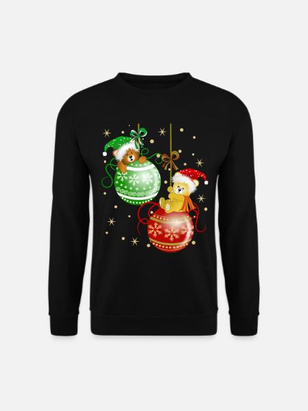 Bärchen auf Weihnachtskugeln Bär Weihnachtsdeko - Unisex Pullover - Schwarz