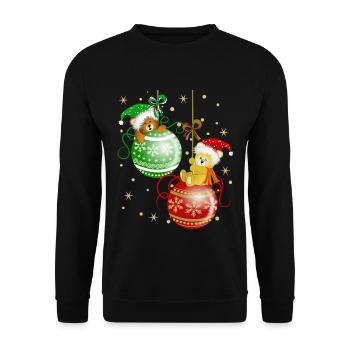 Bärchen auf Weihnachtskugeln Bär Weihnachtsdeko - Unisex Pullover - Schwarz - Vorne - Alina (178cm) & Michal (187cm)