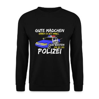 Die Besten Mädchen Sind Bei Der Polizei Polzistin - Unisex Pullover - Schwarz - Vorne - Alina (178cm) & Michal (187cm)