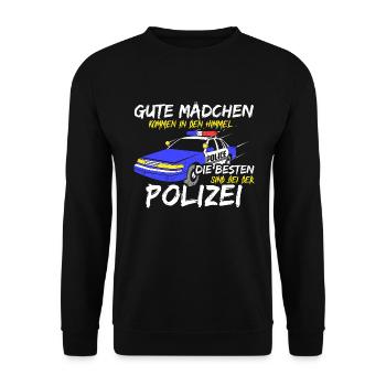 Die Besten Mädchen Sind Bei Der Polizei Polzistin - Unisex Pullover - Schwarz - Vorne - Alina (178cm) & Michal (187cm)