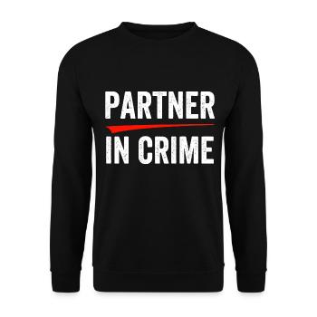 Partner in Crime - Unisex Pullover - Schwarz - Vorne - Alina (178cm) & Michal (187cm)