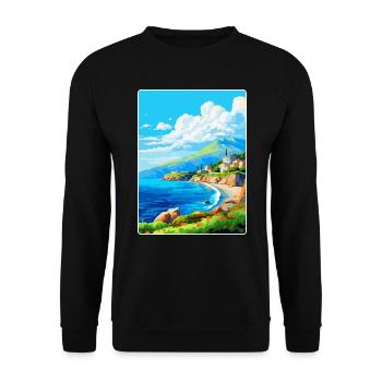 Mani Halbinsel Griechenland Vintage Reiseposter WPA - Unisex Pullover - Schwarz - Vorne - Alina (178cm) & Michal (187cm)