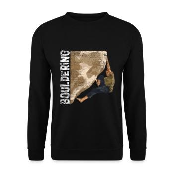 Draufgängerischer Boulderer Felswand - Unisex Pullover - Schwarz - Vorne - Alina (178cm) & Michal (187cm)