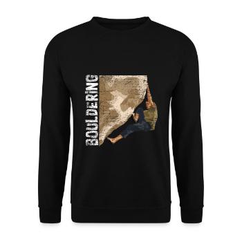 Draufgängerischer Boulderer Felswand - Unisex Pullover - Schwarz - Vorne - Alina (178cm) & Michal (187cm)