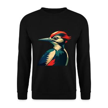 Specht Zeichentrickfigur Buntes Haustier Tier - Unisex Pullover - Schwarz - Vorne - Alina (178cm) & Michal (187cm)